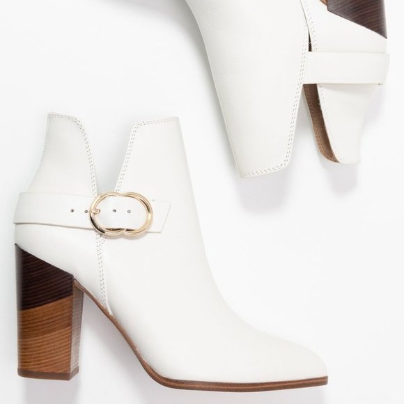 Aldo Kendall White Leather Ankle Boots 